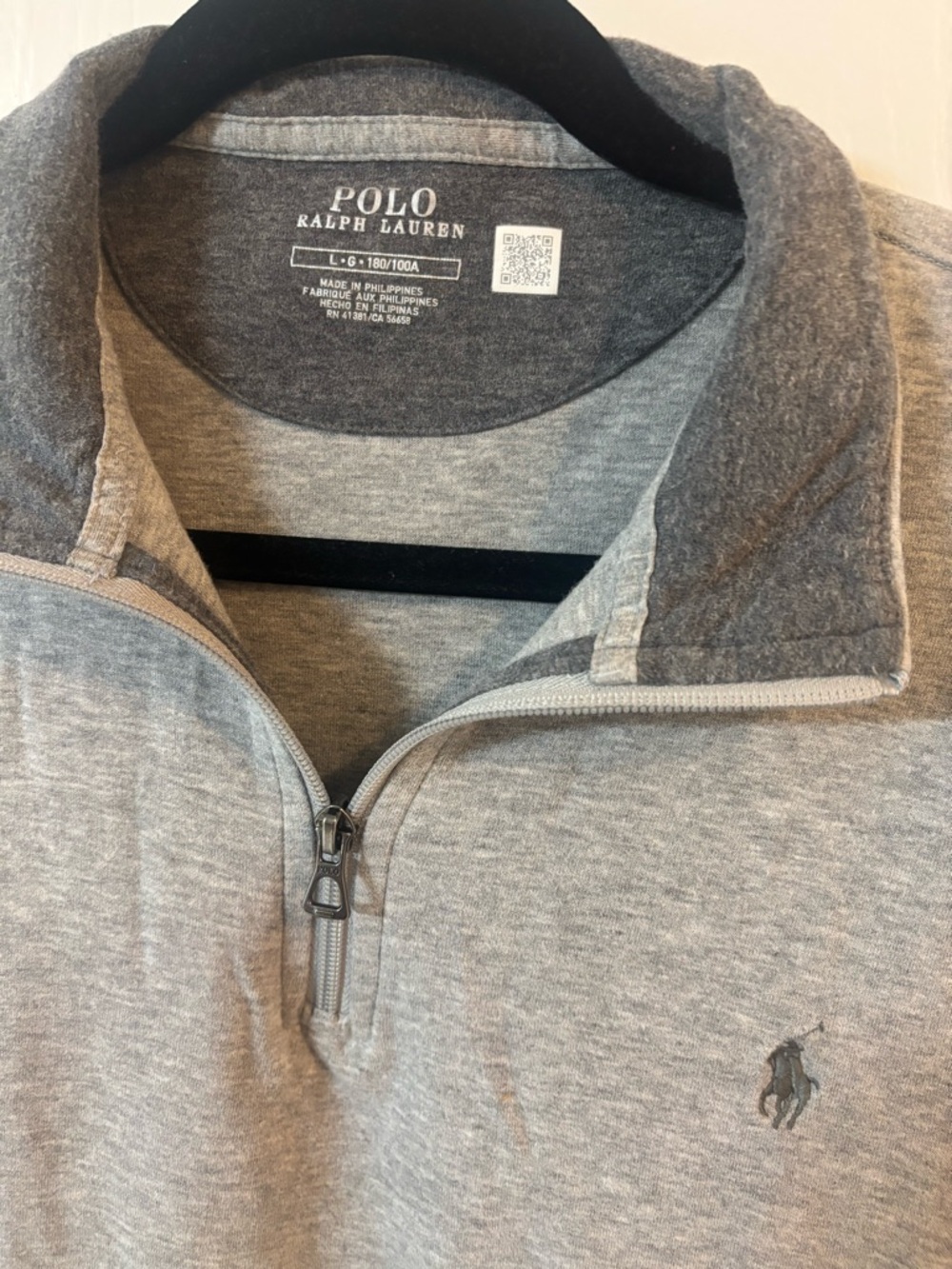 Polo Ralph Lauren RL Luxury Jersey Gray Quarter-Zip Pullover Men’s Large - Picture 4 of 5